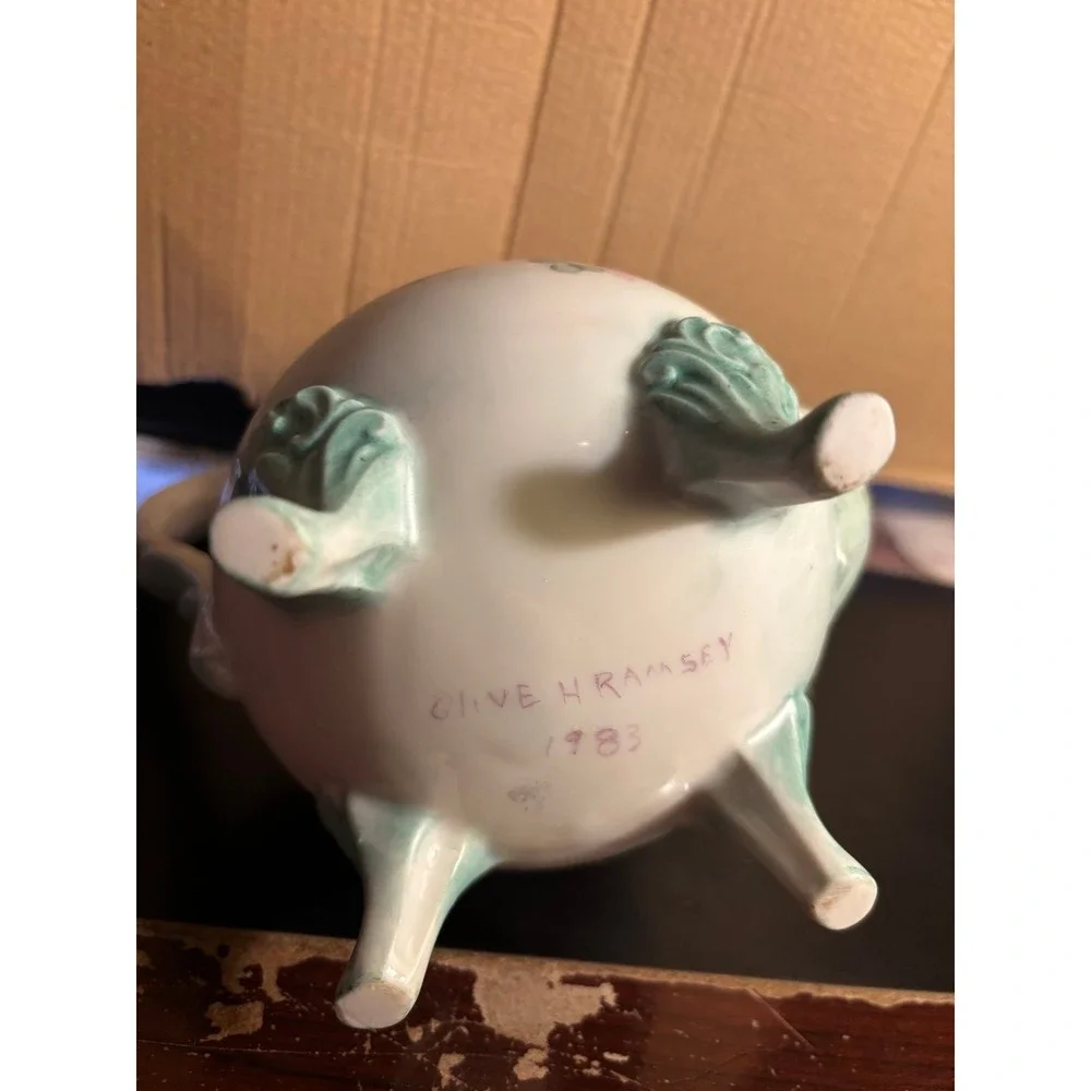 1984 Vintage Hand Painted Teapot With Lid Porcelain